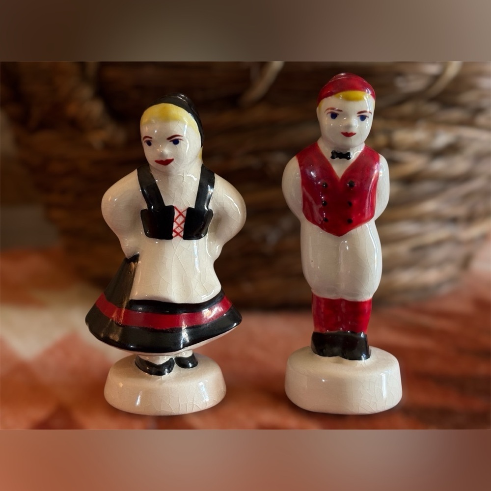 Vintage Scandinavian Ceramic Figurines - Red and Black